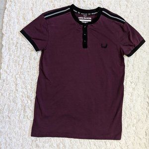 Nick Danger Button Collar Burgundy Shirt S
